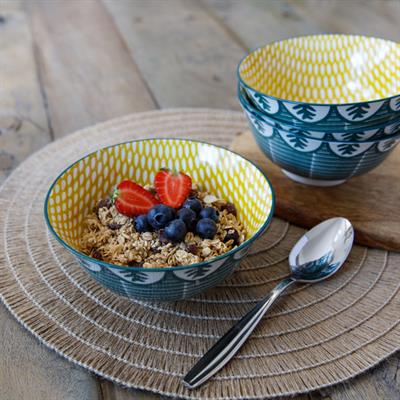 Mikasa KCBOWL28 Glazed Sırlı Seramik Kase Yaprak Yeşili Desenli