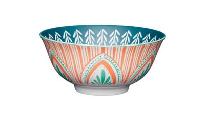 Mikasa KCBOWL29 Glazed Sırlı Seramik Kase Etnik Yaprak Desenli