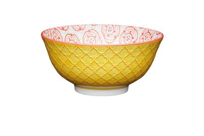 Mikasa KCBOWL30 Glazed Sırlı Seramik Kase Sarı Çiçek Desenli