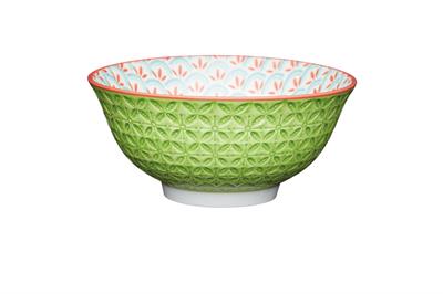 Mikasa KCBOWL31 Glazed Sırlı Seramik Kase Geometrik Açık Yeşil Desenli