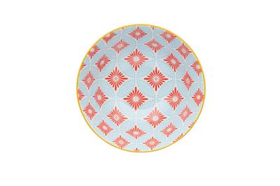 Mikasa KCBOWL32 Glazed Sırlı Seramik Kase Mavi Mozaik Desenli