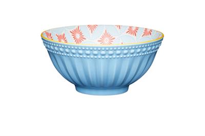 Mikasa KCBOWL32 Glazed Sırlı Seramik Kase Mavi Mozaik Desenli