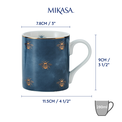 Mikasa MKCANBEES Fine China 280ml Düz Taraflı Kupa Arılar