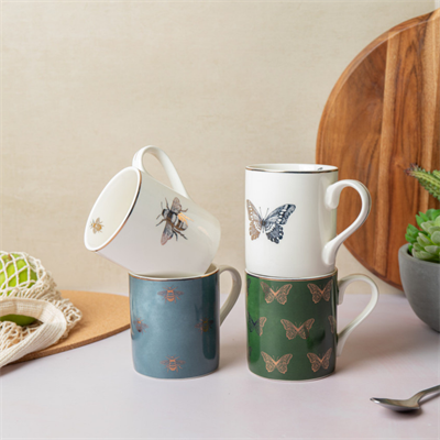 Mikasa MKCANBFLIES Fine China 280ml Düz Taraflı Kupa Kelebekler