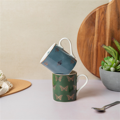 Mikasa MKCANBFLIES Fine China 280ml Düz Taraflı Kupa Kelebekler