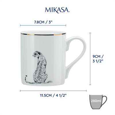 Mikasa MKCANCHEETAH Fine China 280ml Düz Taraflı Kupa Çita