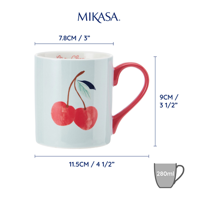 Mikasa MKCANCHERRY Fine China 280ml Düz Taraflı Kupa Kiraz