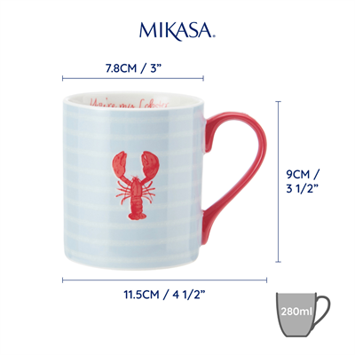 Mikasa MKCANLOBSTER Fine China 280ml Düz Taraflı Kupa Istakoz