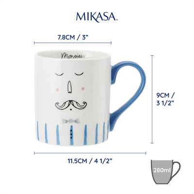 Mikasa MKCANMON Fine China 280ml Düz Taraflı Kupa Mösyö