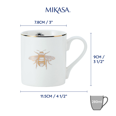 Mikasa MKCANQBEE Fine China 280ml Düz Taraflı Kupa Kraliçe Arı