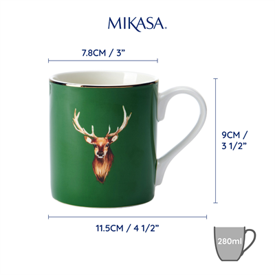 Mikasa MKCANSTAG Fine China 280ml Düz Taraflı Kupa Geyikli