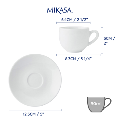 Mikasa MKCHESPPK2 Chalk 2li 90ml Porselen Kahve Fincanı ve Tabağı