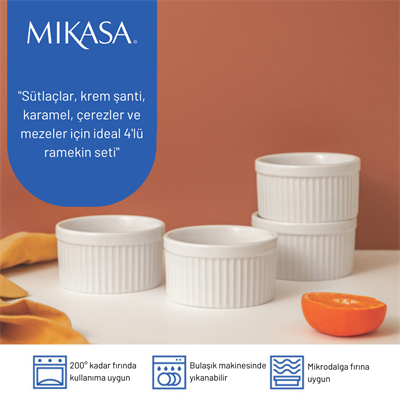 Mikasa MKCHRAMPK4 Chalk Porselen 4lü 10cm Sufle Seti