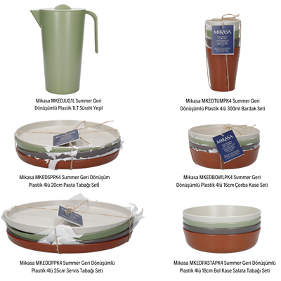 Mikasa MKEDSUMMERSET21PC Summer Geri Dönüşümlü Plastik Yemek Takımı 21 Parça Set