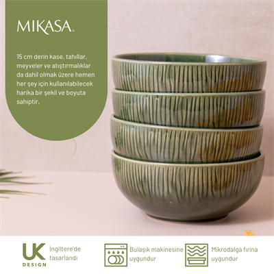 Mikasa MKJDBOWLPK4 Jardin Stoneware 4lü 15cm Çorba Kasesi Seti