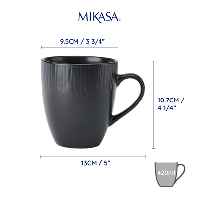 Mikasa MKJDMMUGPK4 Jardin Midnight 4lü 420ml Stoneware Kupa Seti Siyah