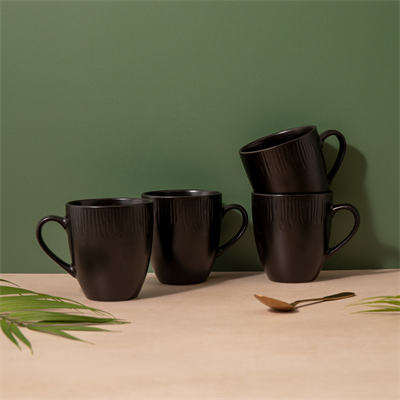 Mikasa MKJDMMUGPK4 Jardin Midnight 4lü 420ml Stoneware Kupa Seti Siyah