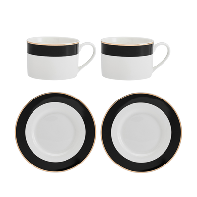 Mikasa MKLDBANDCUPPK2 Luxe Deco 2li 200ml Çay Fincanı ve Tabağı Seti