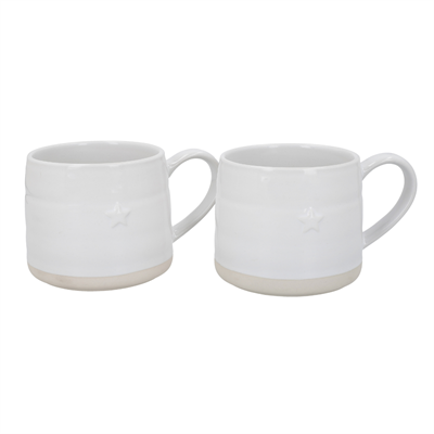 Mikasa MKMUGSTARPK2 Farmhouse Star Stoneware 2li 380ml Beyaz Kupalar