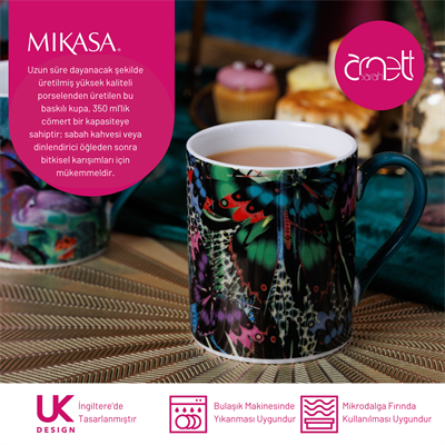 Mikasa MKSAMUGBFLY Sarah Arnett Porselen 300ml Kupa Kelebek