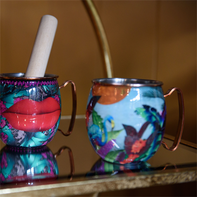 Mikasa MKSAMULEFLAM Sarah Arnett Paslanmaz Çelik 450ml Moscow Mule Kupa Flamingo