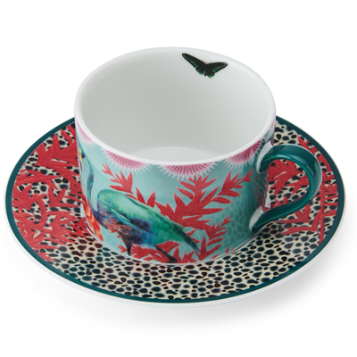 Mikasa MKSATCUPBFLY Sarah Arnett Porselen 250ml Çay Fincanı Bardak ve Tabak Seti