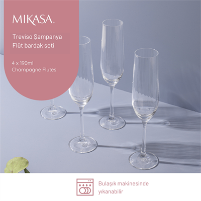 Mikasa MKTREVFLU4PC Treviso 4lü 190ml Şampanya Flut Kadehi