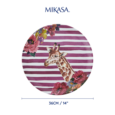 Mikasa MKWILDTRAYGIR Wild at Heart Melamin 36cm Yuvarlak Tepsi Zürafa