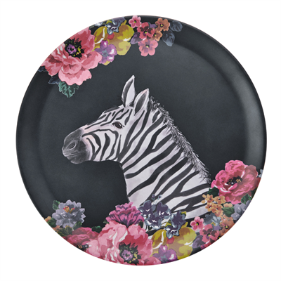 Mikasa MKWILDTRAYZEB Wild at Heart Melamin 36cm Yuvarlak Tepsi Zebra