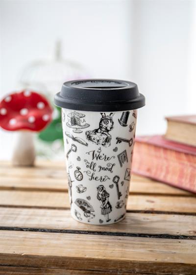 Mikasa x V&A Alice In Wonderland 5213454 350ml Silikon Kapaklı Porselen Çift Çidarlı Kupa
