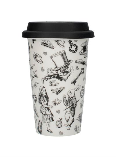Mikasa x V&A Alice In Wonderland 5213454 350ml Silikon Kapaklı Porselen Çift Çidarlı Kupa