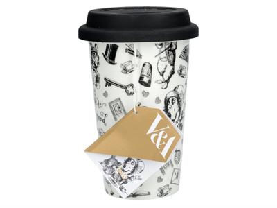 Mikasa x V&A Alice In Wonderland 5213454 350ml Silikon Kapaklı Porselen Çift Çidarlı Kupa