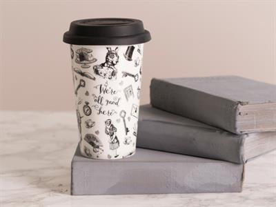 Mikasa x V&A Alice In Wonderland 5213454 350ml Silikon Kapaklı Porselen Çift Çidarlı Kupa