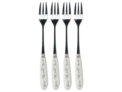 Mikasa x V&A Alice In Wonderland 5227081 Paslanmaz Çelik Porselen Saplı Pasta Çatalı 4lü