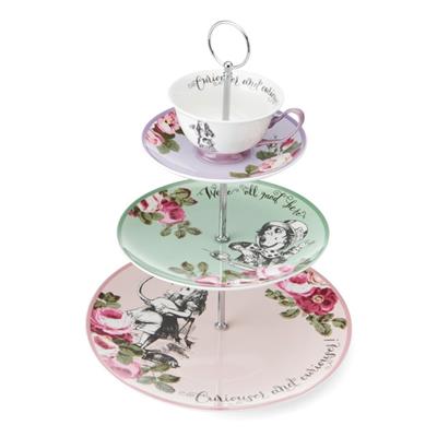 Mikasa x V&A Alice in Wonderland MKAL3TCSTAND Fine China Porselen Kek, Pasta Standı 27x34cm