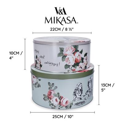 Mikasa x V&A Alice In Wonderland MKALCTIN2PC Teneke Kek, Bisküvi Saklama Kabı 2li