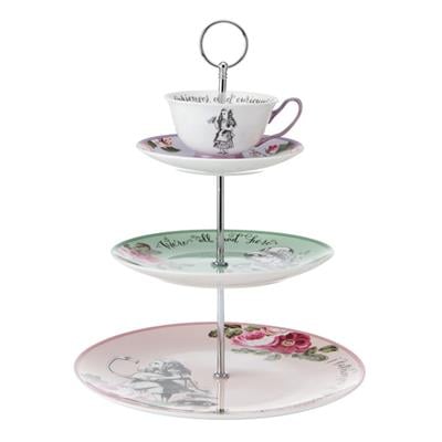 Mikasa x V&A Alice in Wonderland MKAL3TCSTAND Fine China Porselen Kek, Pasta Standı 27x34cm