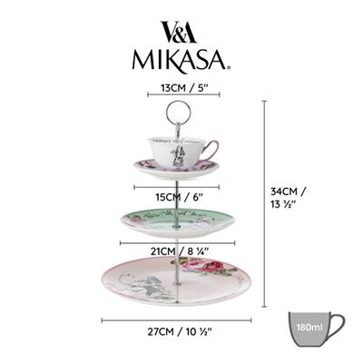 Mikasa x V&A Alice in Wonderland MKAL3TCSTAND Fine China Porselen Kek, Pasta Standı 27x34cm