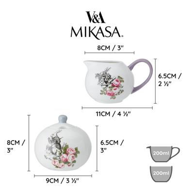 Mikasa x V&A Alice in Wonderland MKALSUGCRMSET Fine China Porselen 200ml Krema ve Şekerlik Seti