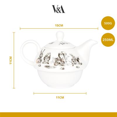 Mikasa x V&A Alice in Wonderland VAAWT41 250ml Porselen Tek Kişilik Çay Demleme Seti