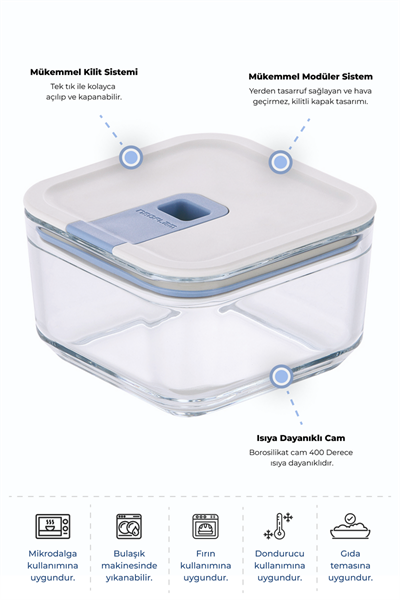 NEOFLAM PERFECT SEAL KARE CAM SAKLAMA KABI 1100ML