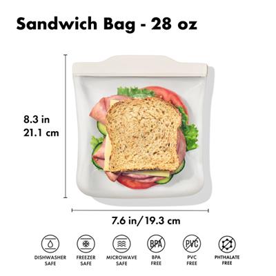 OXO 11386500 Silikon Sandviç Saklama Torbası 828ml