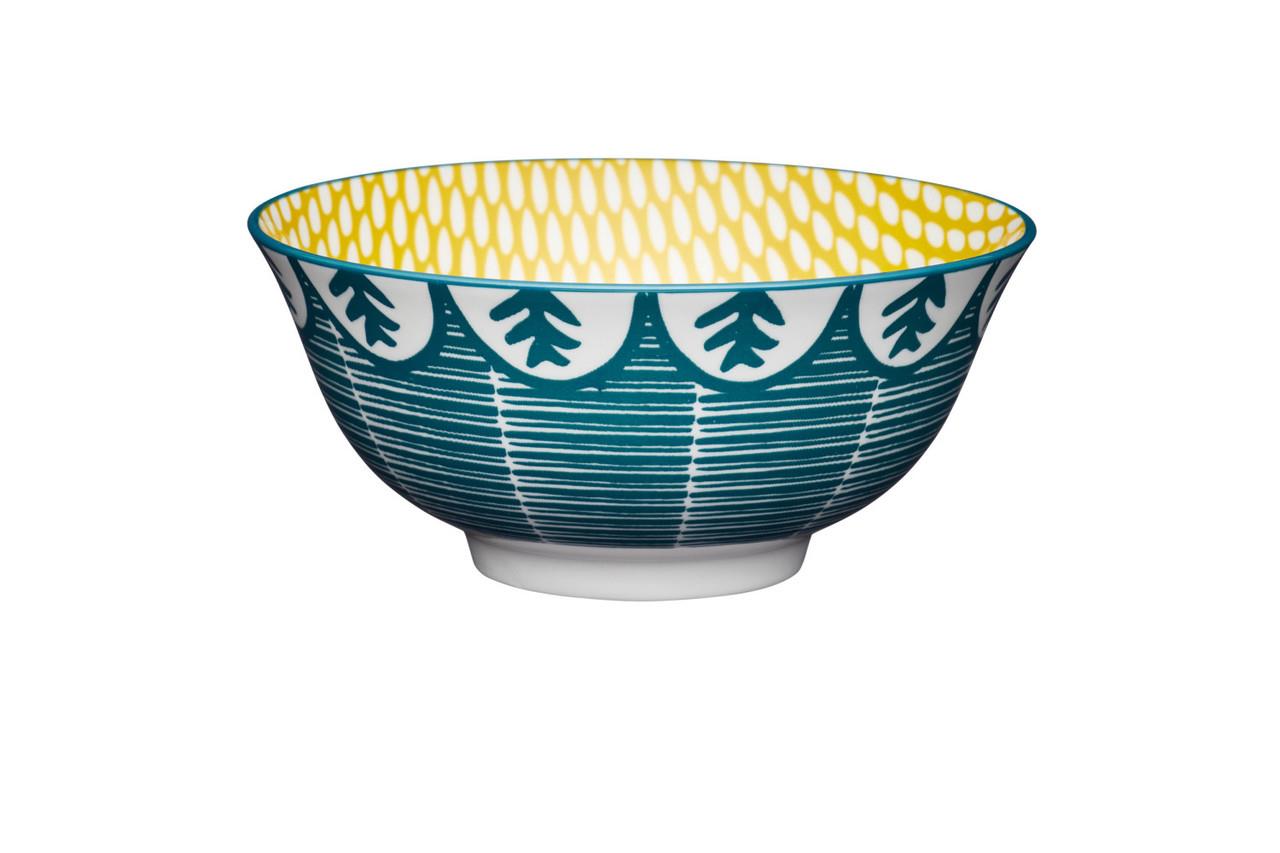 Mikasa KCBOWL28 Sırlı Seramik Kase Yaprak Yeşili Desenli
