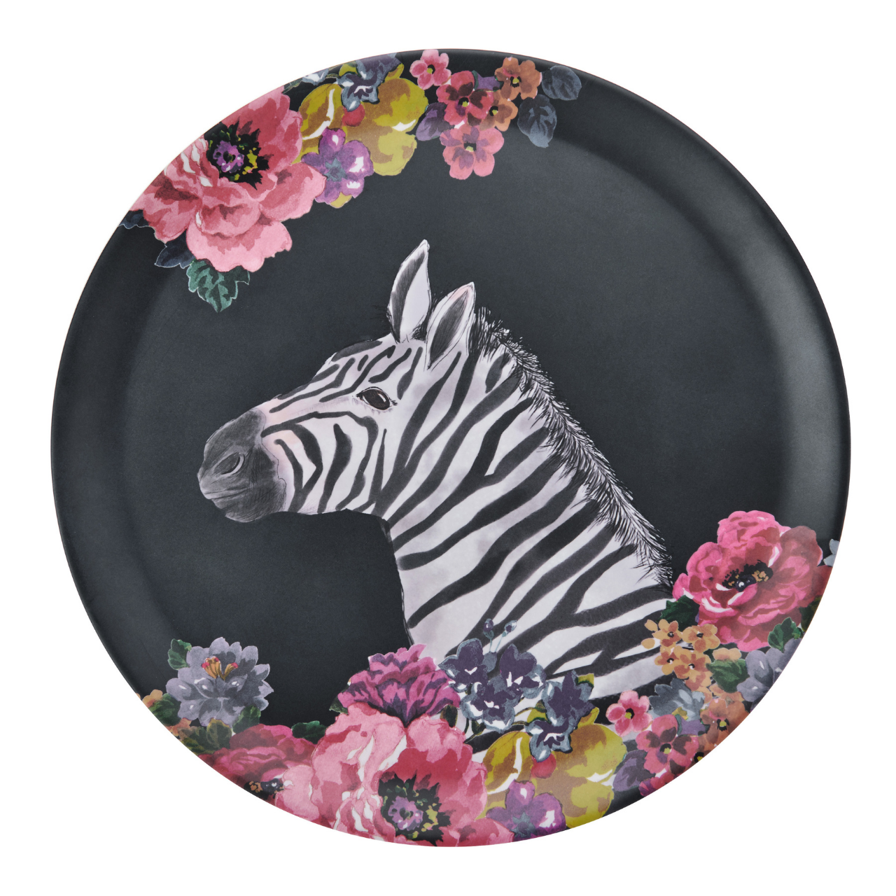 Mikasa MKWILDTRAYZEB Wild at Heart Melamin 36cm Yuvarlak Tepsi Zebra