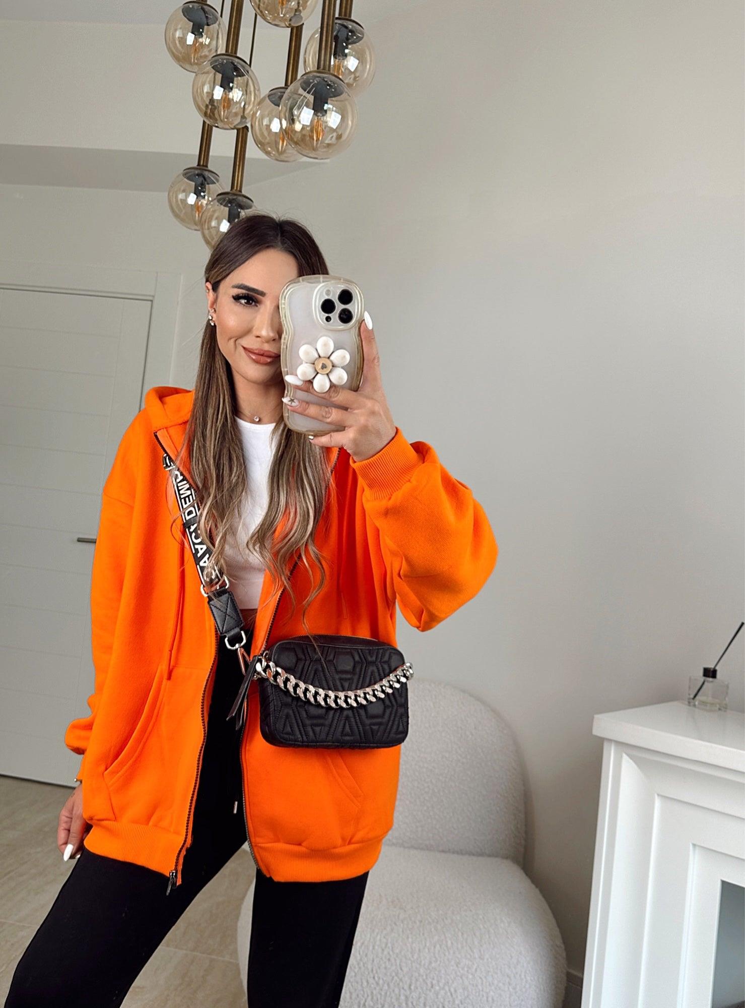 Oversize Kapişonlu Orange Sweat Hırka