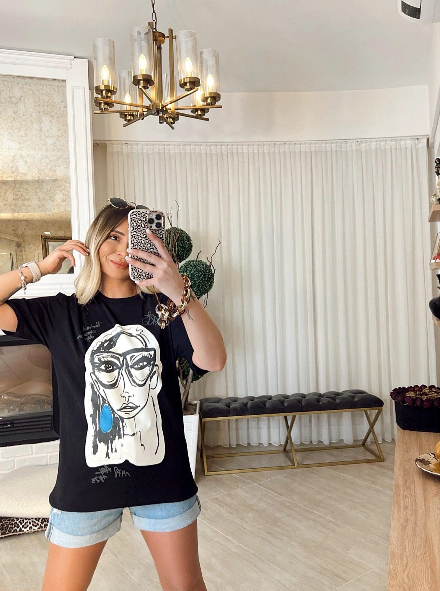 Z.A Model Kadın Figür Siyah Tshirt