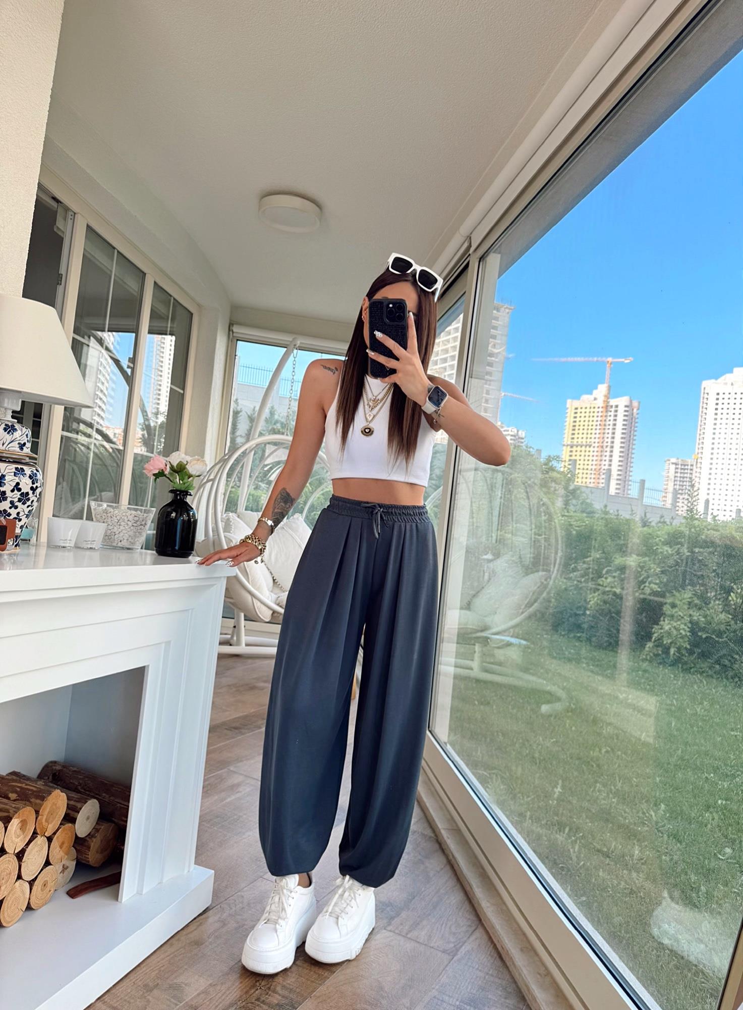 Antrasit Gri Modal Doku Şalvar