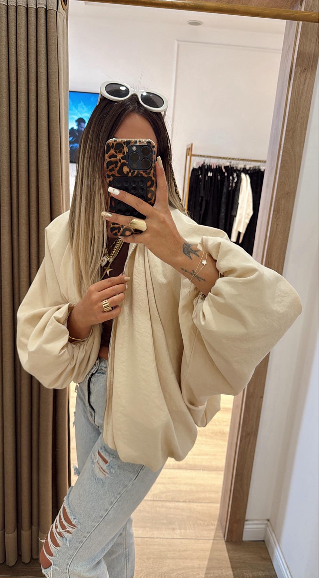 Bej Bomber Ceket