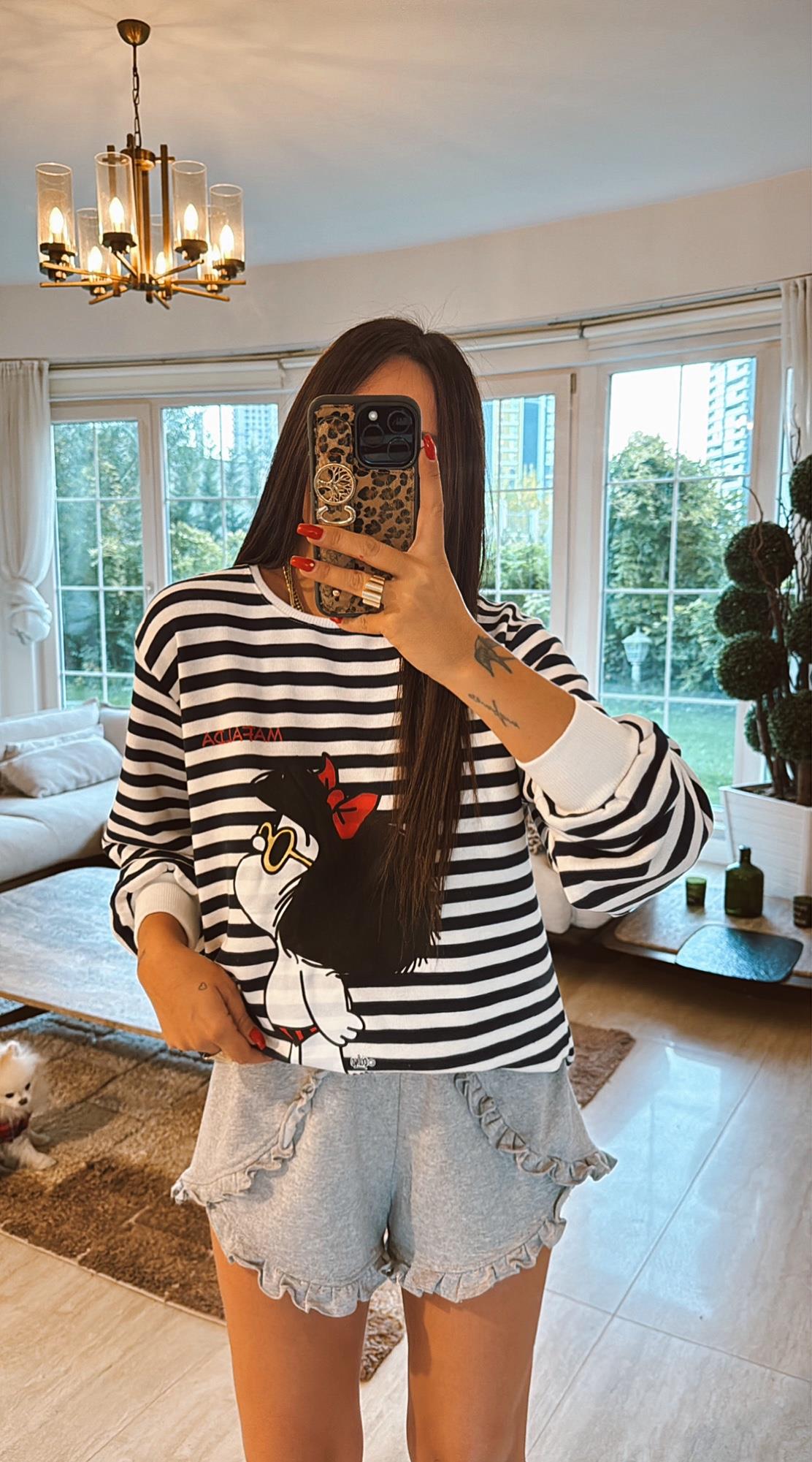 Çizgili Mafalda Sweatshirt