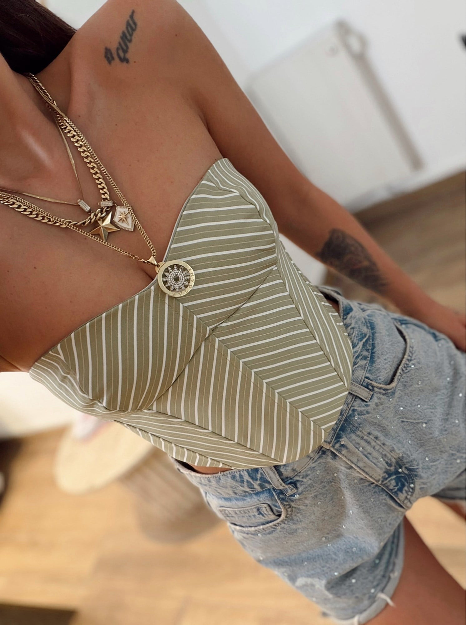 Göğüs Kuplu Straplez Çağla Yeşili Bustiyer